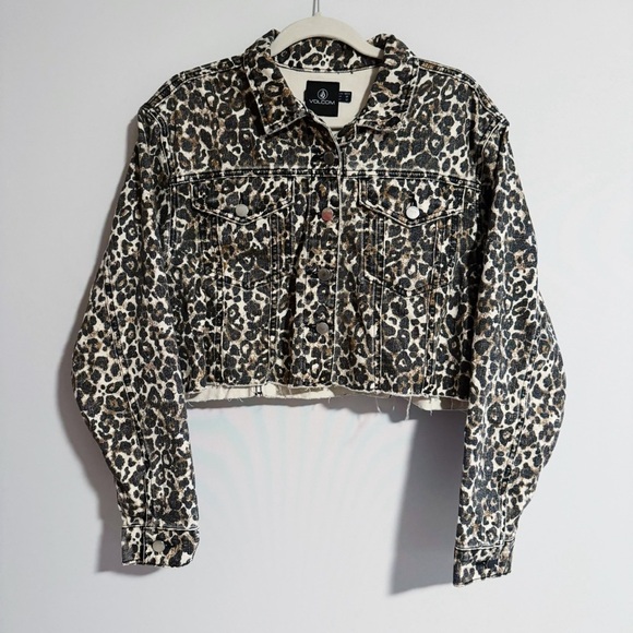 Volcom - Leopard Print Denim Crop Jacket - Picture 3 of 7